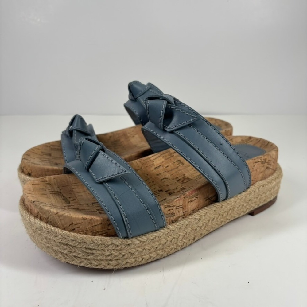 Alexandre Birman Clarita Women's 8.5 Blue Double-Knot Flatform Espadrille Sandal